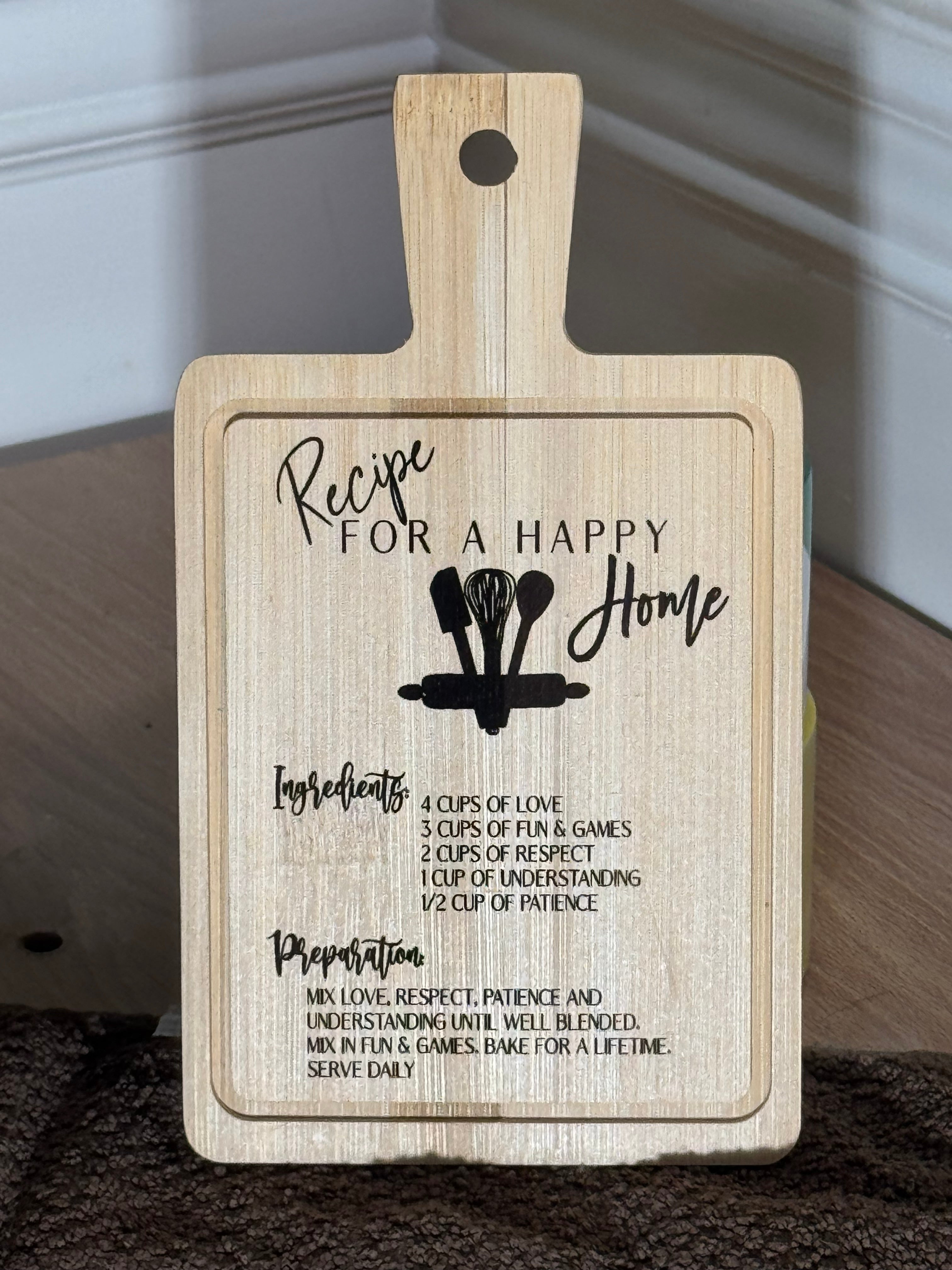 Recipe for a Happy Home Board