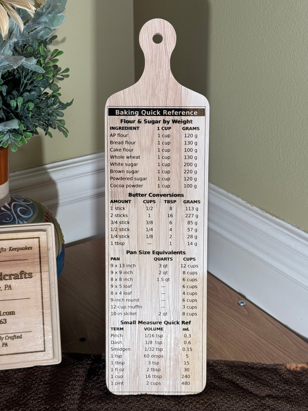 Baking Quick Reference Board